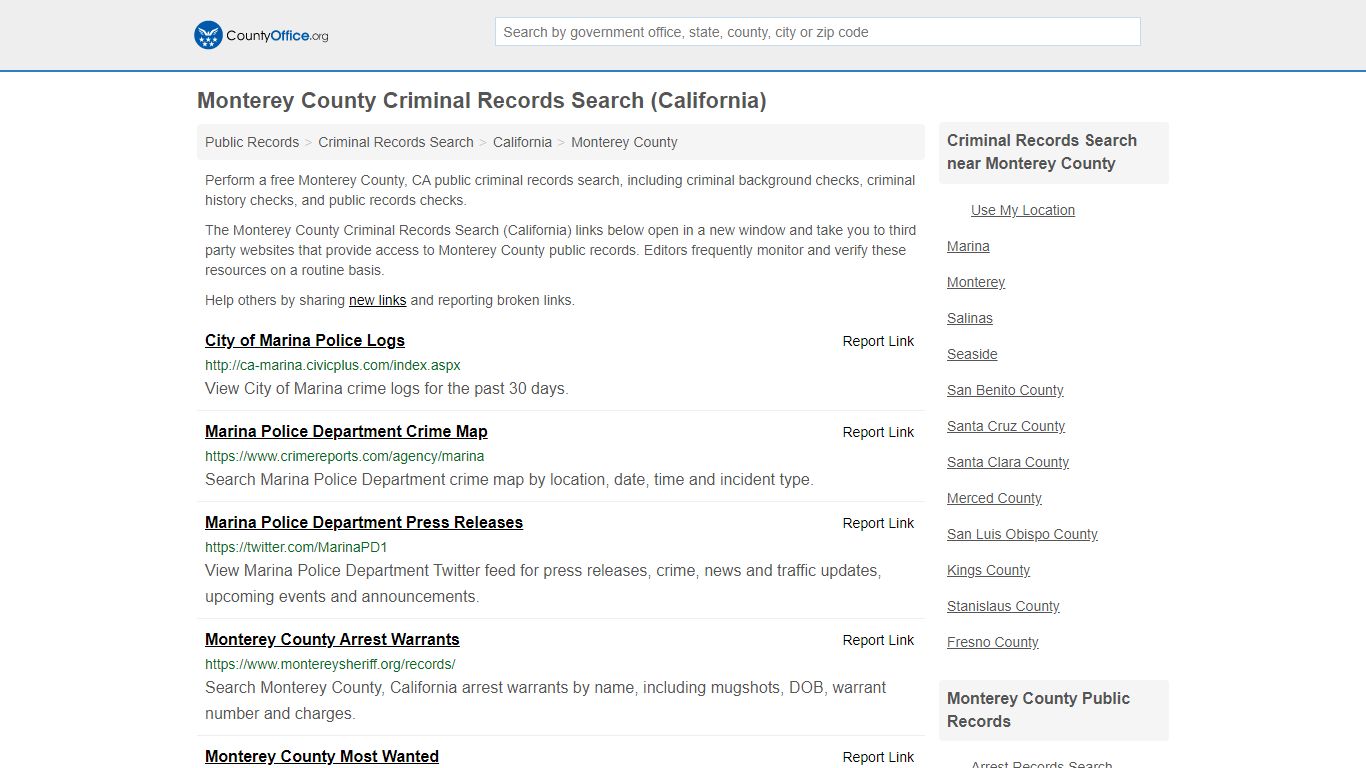Criminal Records Search - Monterey County, CA (Arrests ...